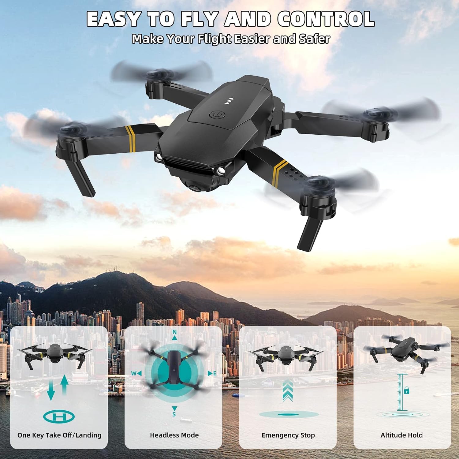 🚁Foldable 1080P FPV Camera Drone – Beginner-Friendly Mini Quadcopter
