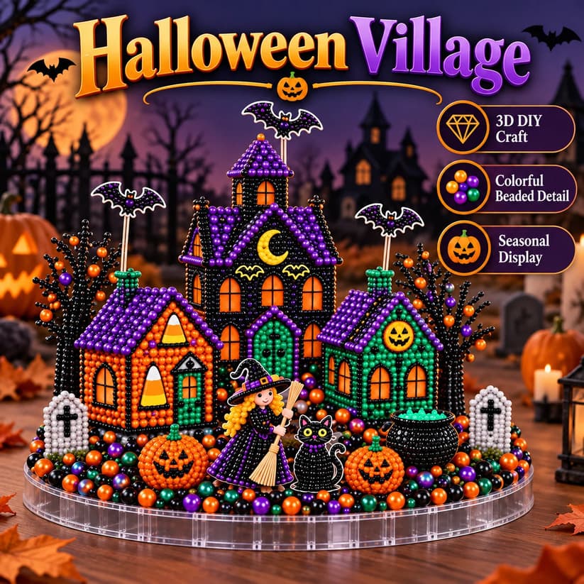 🎄3D Christmas Village Gem Art DIY Kit