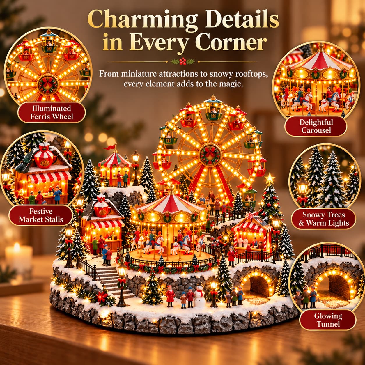 🎡 Christmas Wonderland Carnival – Light-Up Christmas Village Decoration