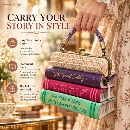 📚 Book Stack Handbag – Vintage-Inspired Book-Shaped Top Handle Purse