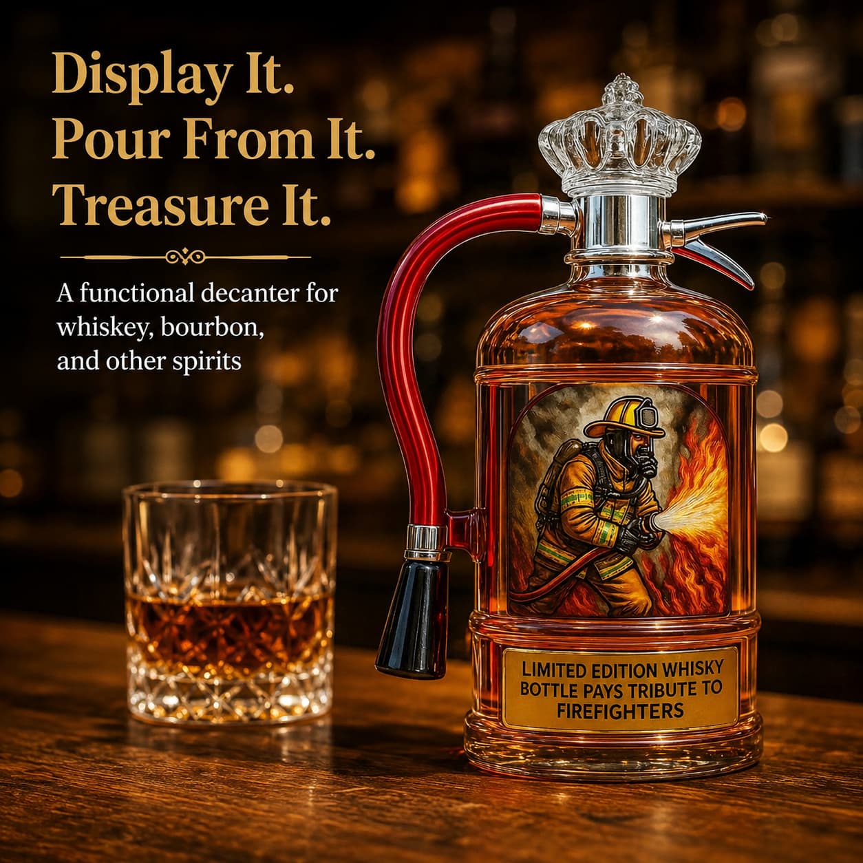 9/11 25th Anniversary Commemorative Firefighter Tribute Whiskey Decanter