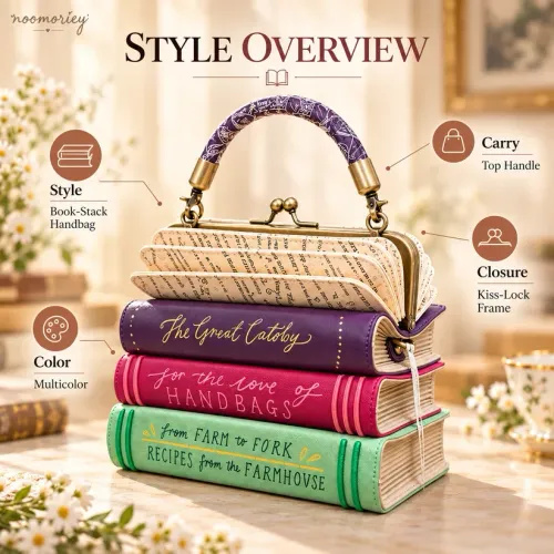 📚 Book Stack Handbag – Vintage-Inspired Book-Shaped Top Handle Purse