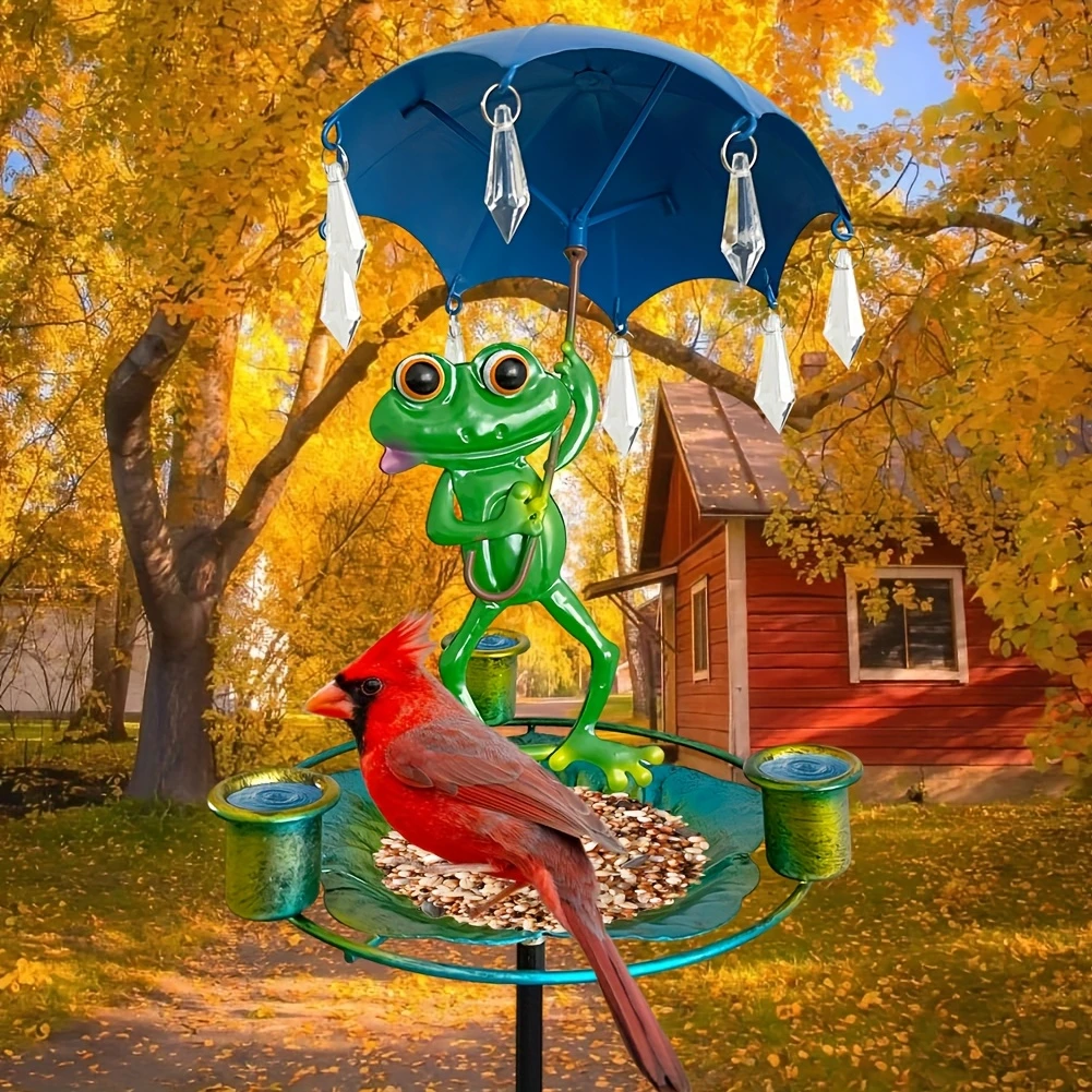 Frog Umbrella Bird Feeder