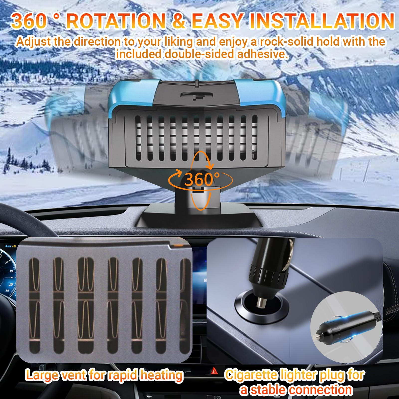 12V Portable Car Heater for 2 in 1 Heating & Cooling Defroster