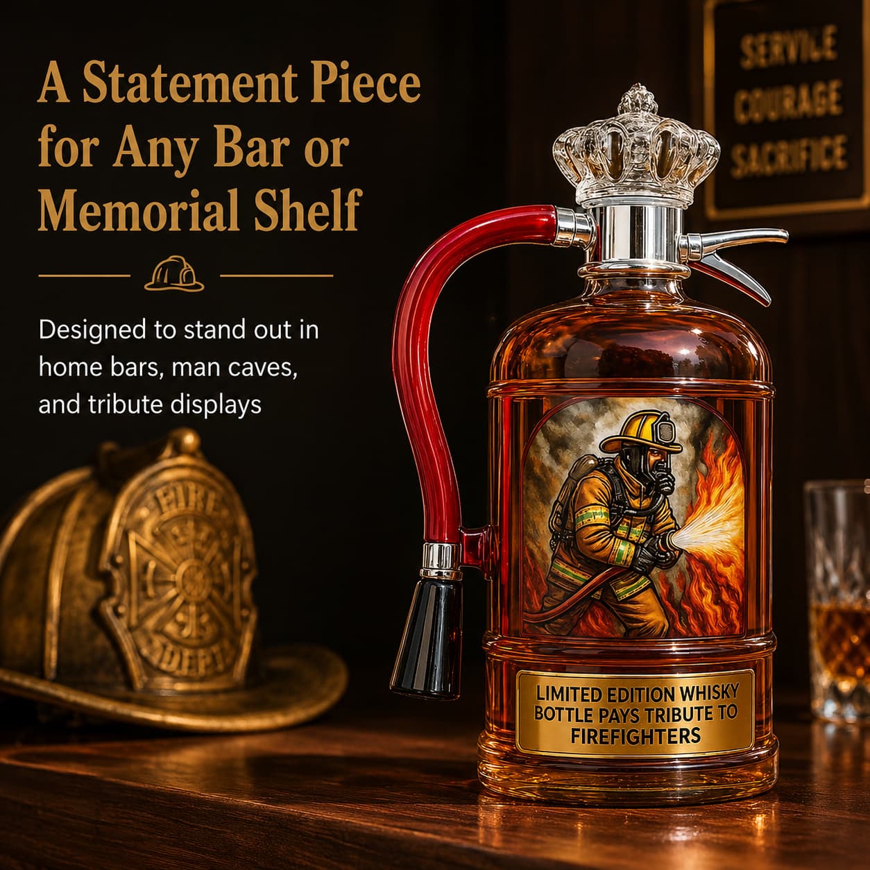 9/11 25th Anniversary Commemorative Firefighter Tribute Whiskey Decanter