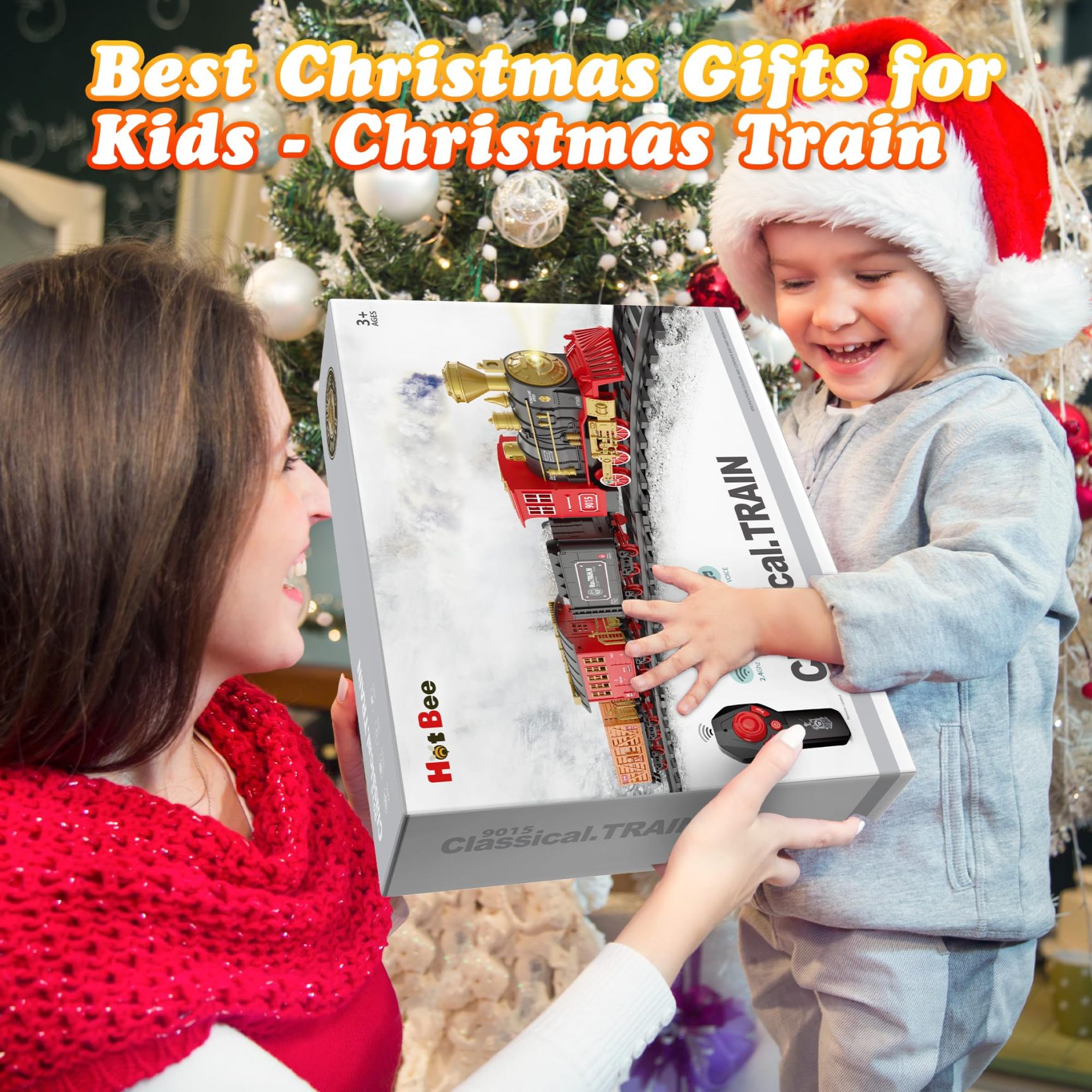 🚂Christmas Remote Control Train Set – Realistic Steam, Lights & Sounds