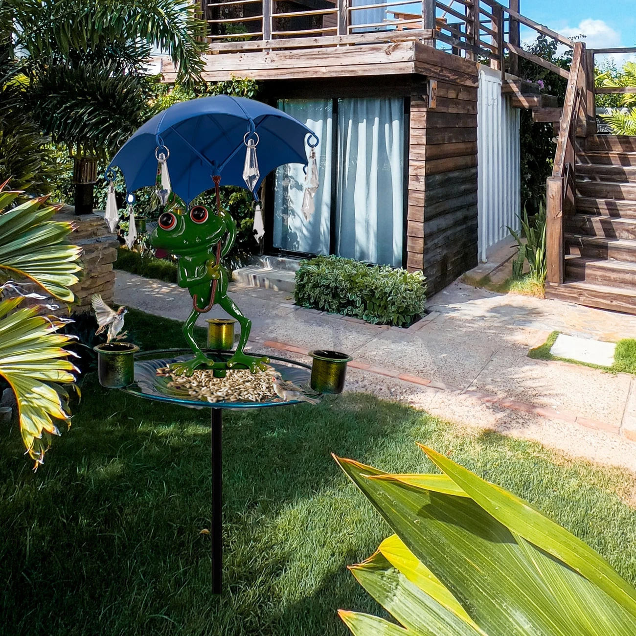 Frog Umbrella Bird Feeder