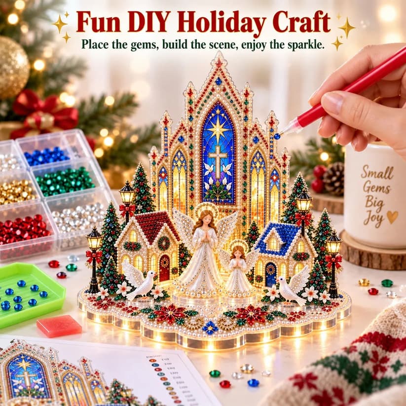 🎄3D Christmas Village Gem Art DIY Kit