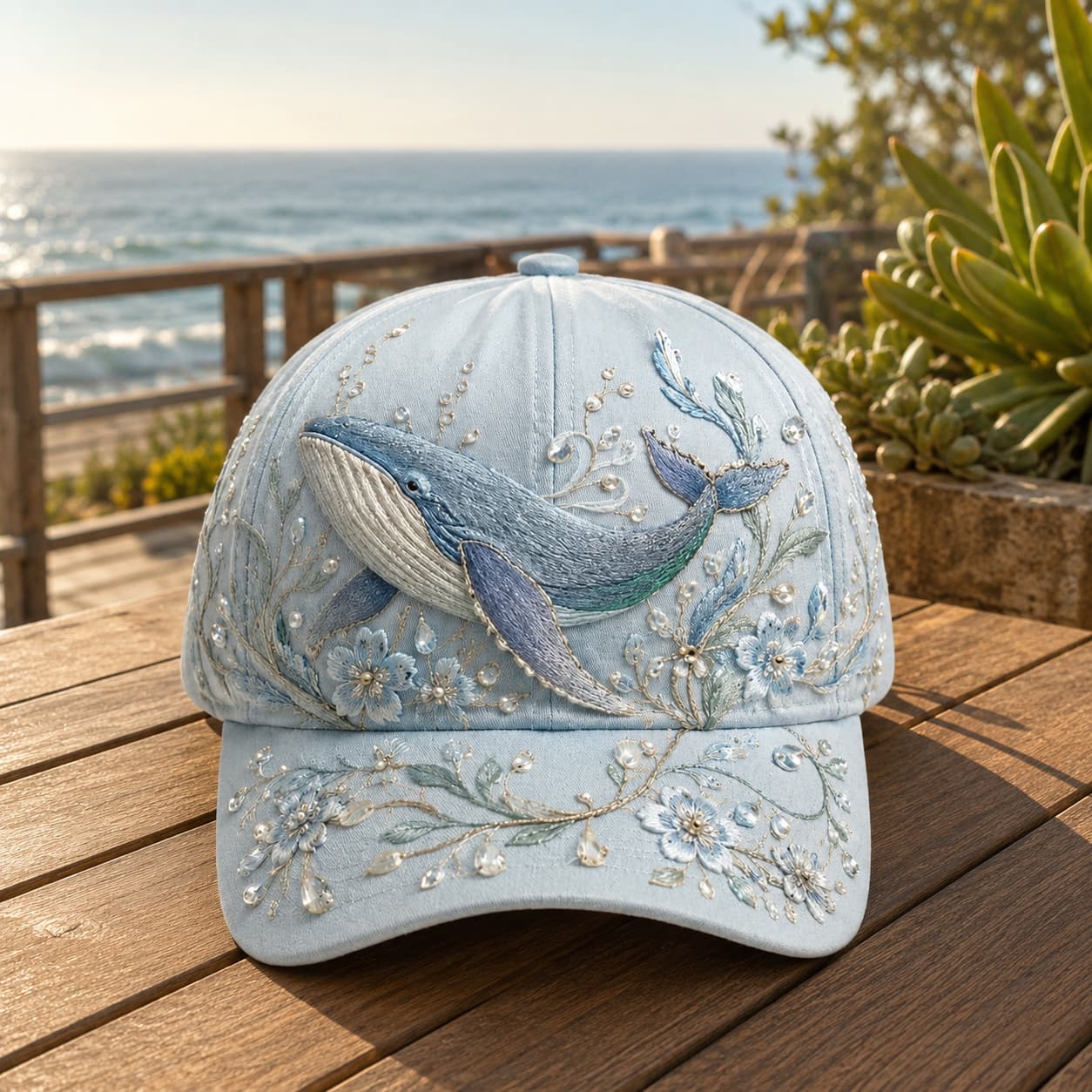 🌊 3D Ocean Creatures Embroidery Cap