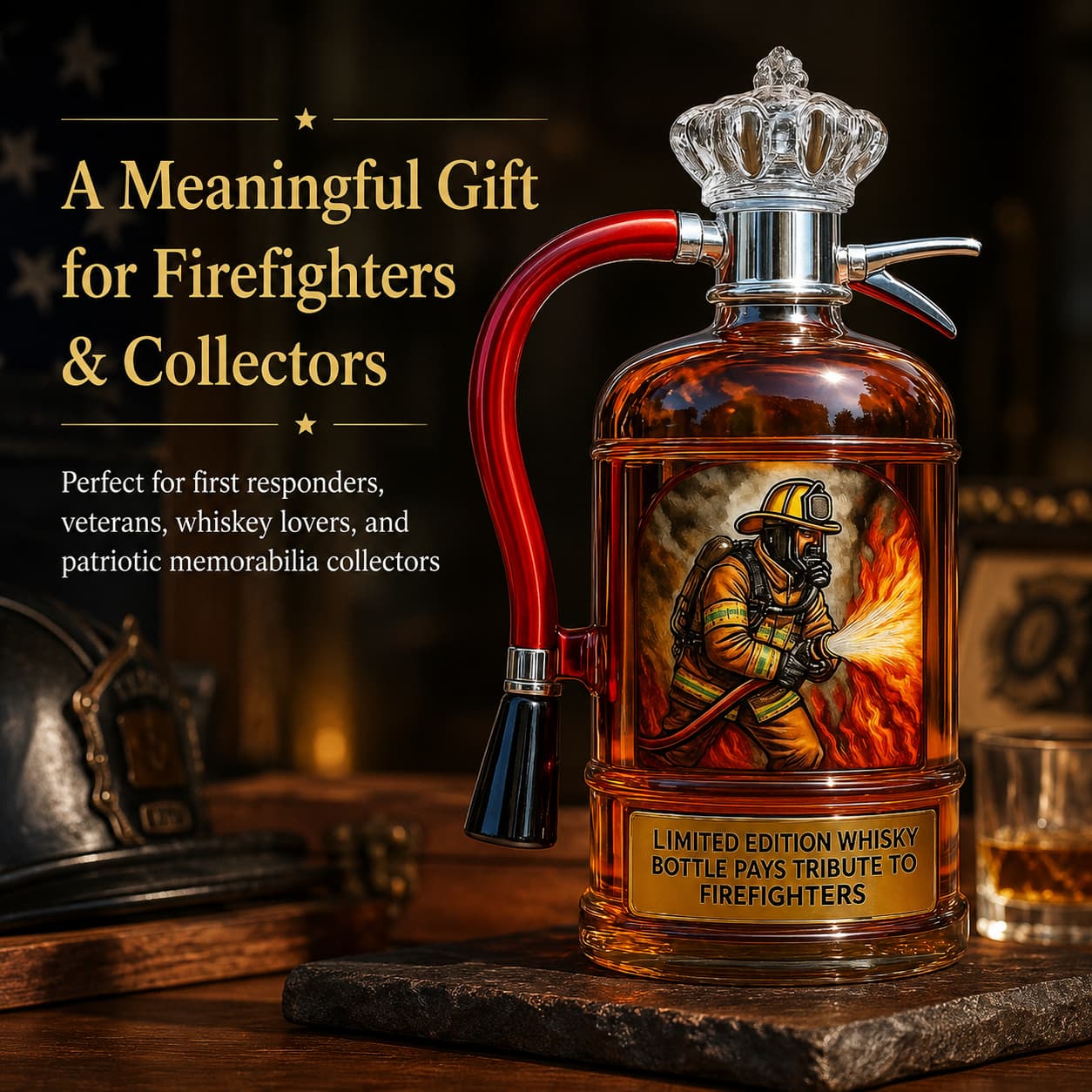 9/11 25th Anniversary Commemorative Firefighter Tribute Whiskey Decanter