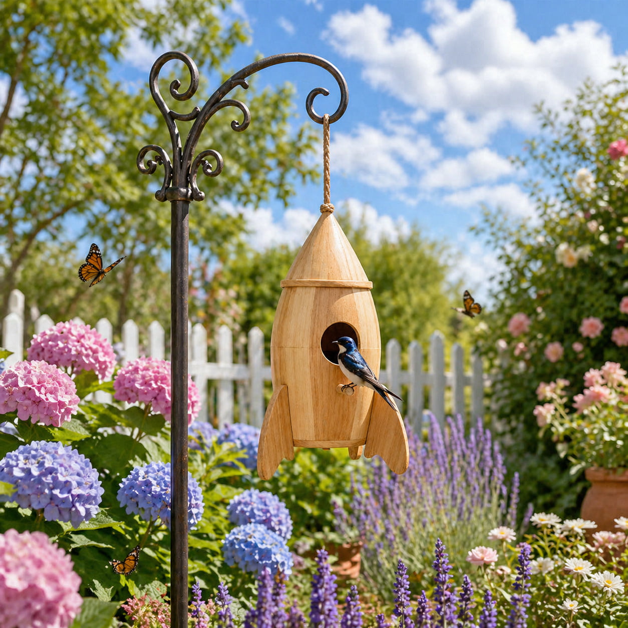 🚀Rocket-Shaped Wooden Hanging Birdhouse