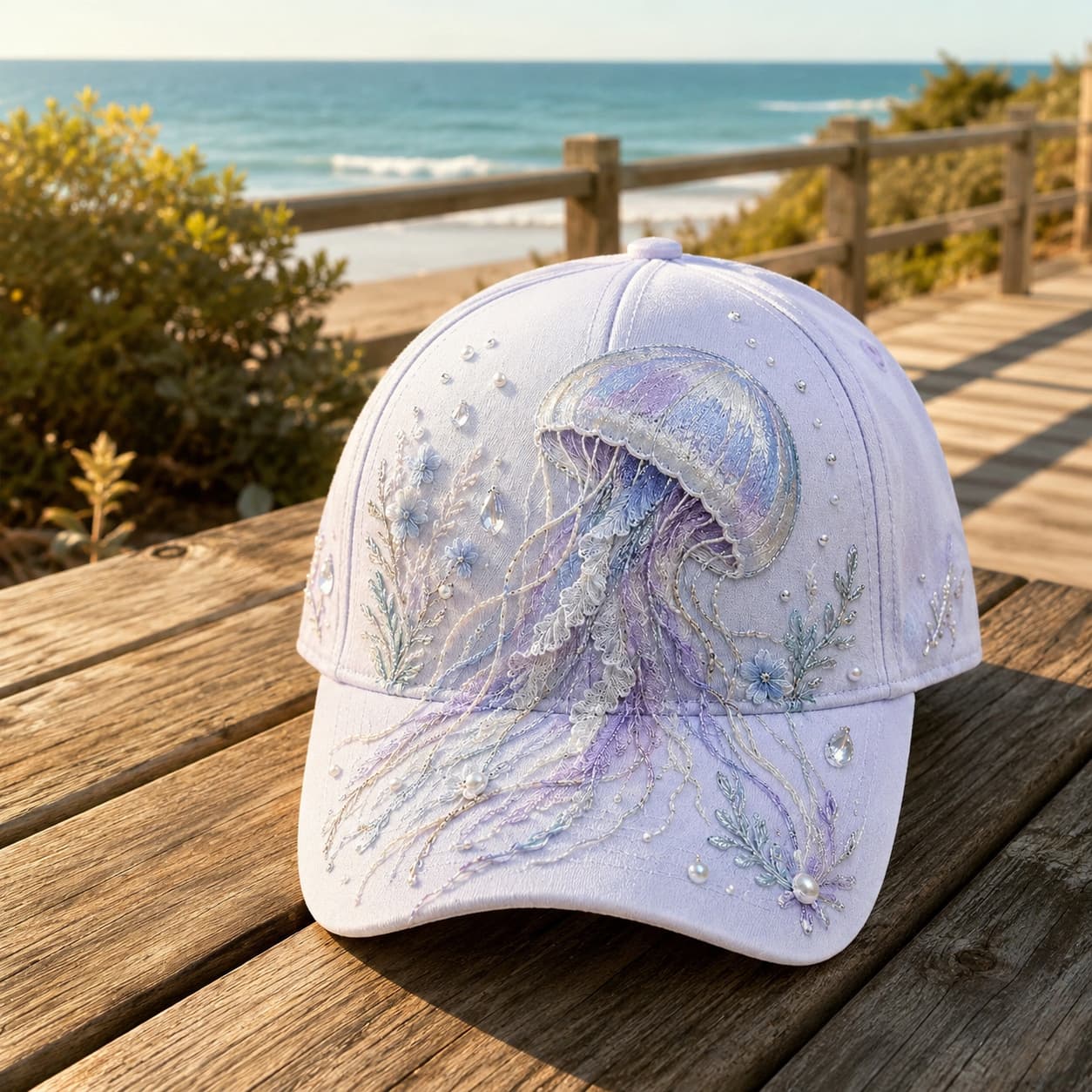 🌊 3D Ocean Creatures Embroidery Cap