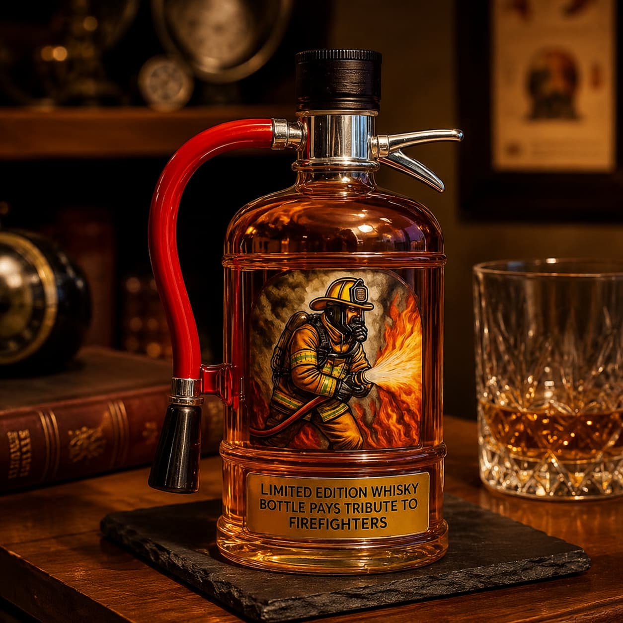 9/11 25th Anniversary Commemorative Firefighter Tribute Whiskey Decanter