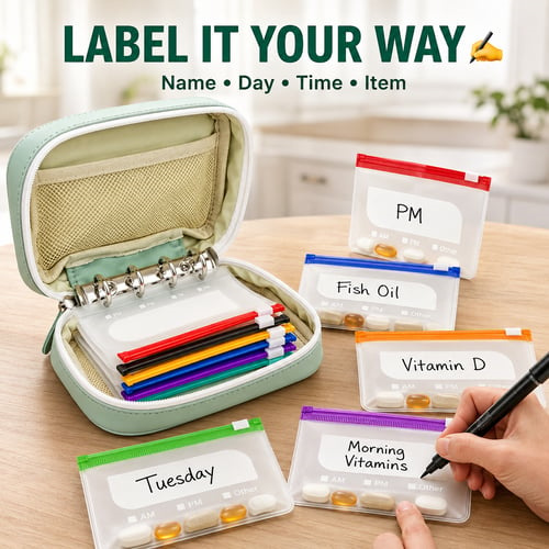 💊2-Week Travel Pill Organizer Binder