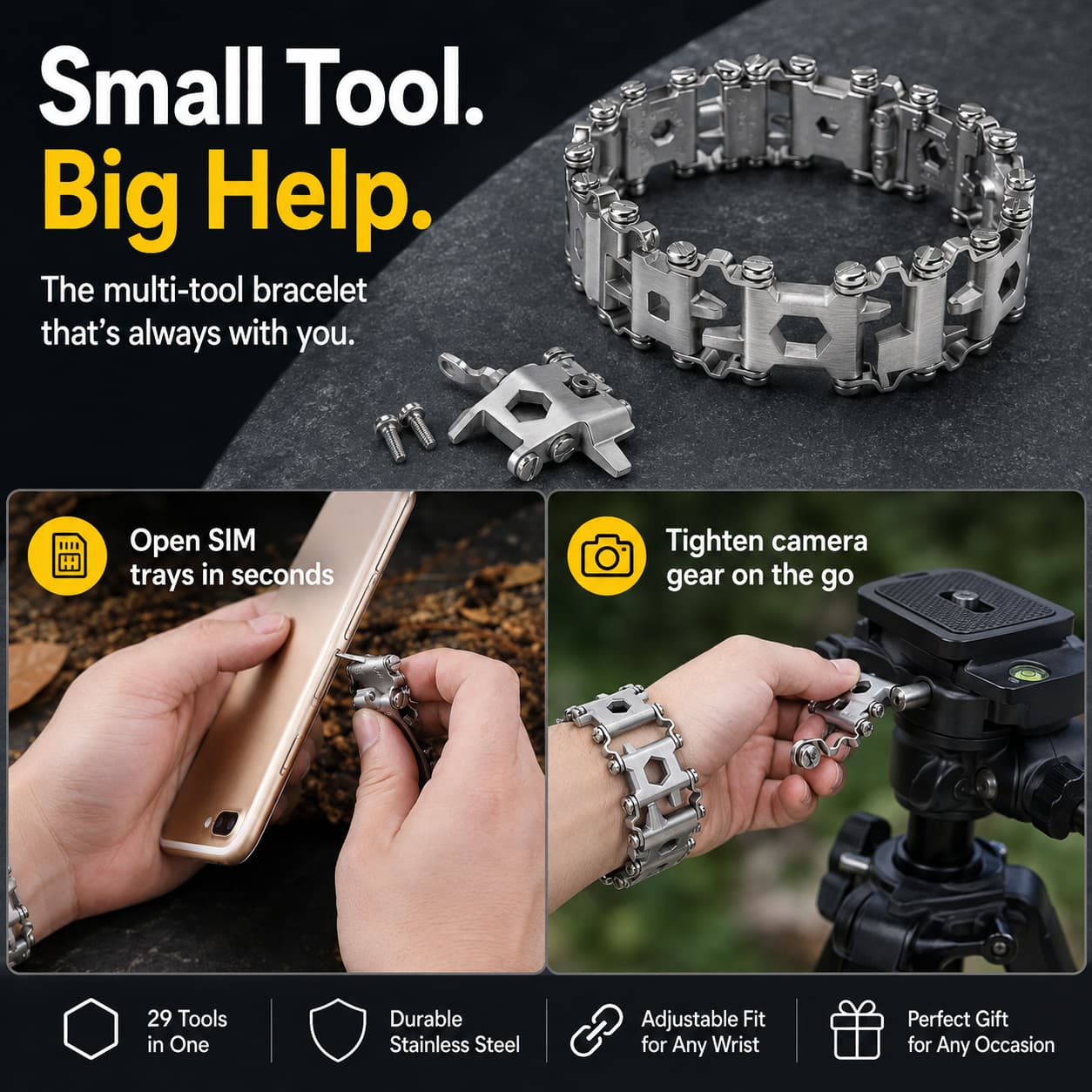 Multitool Bracelet 29-in-1 Stainless Steel EDC Tool