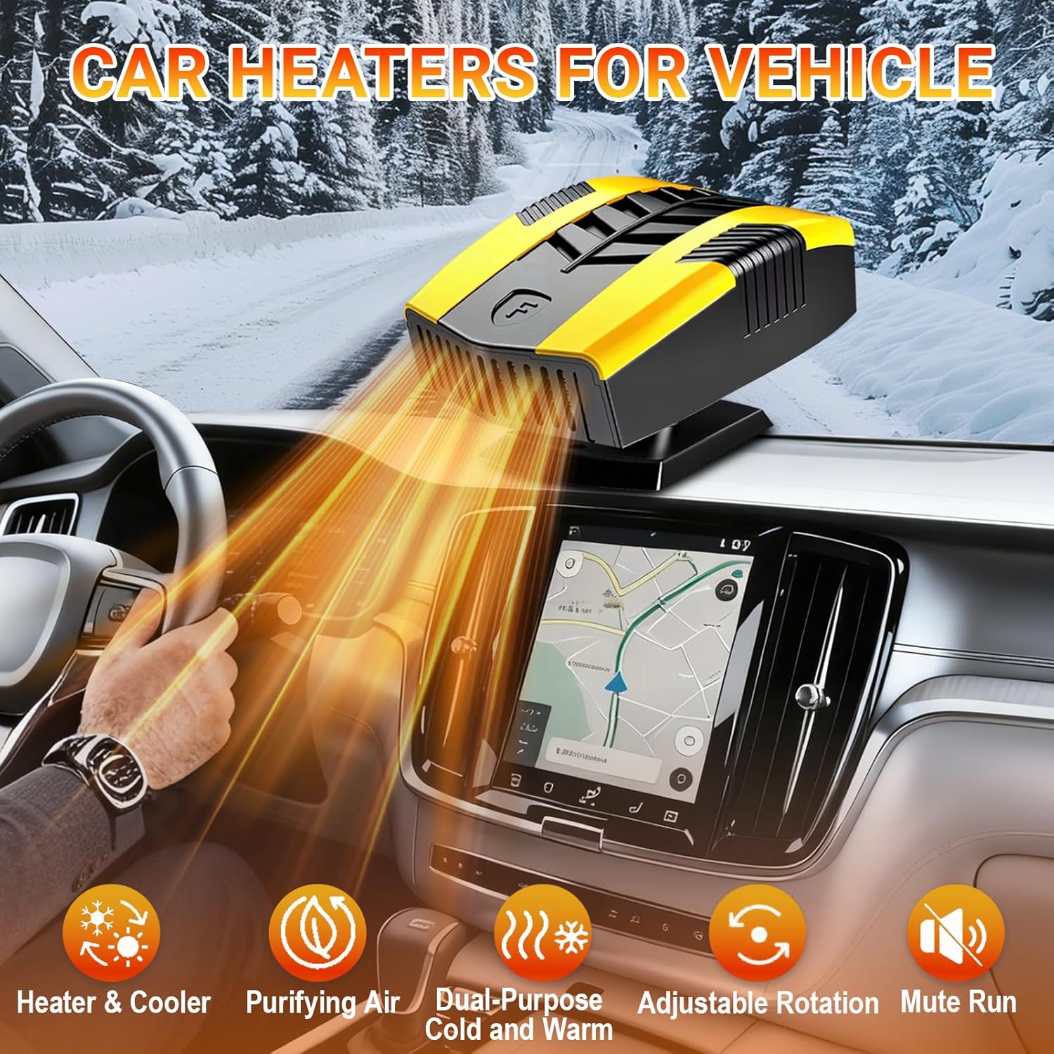 12V Portable Car Heater for 2 in 1 Heating & Cooling Defroster
