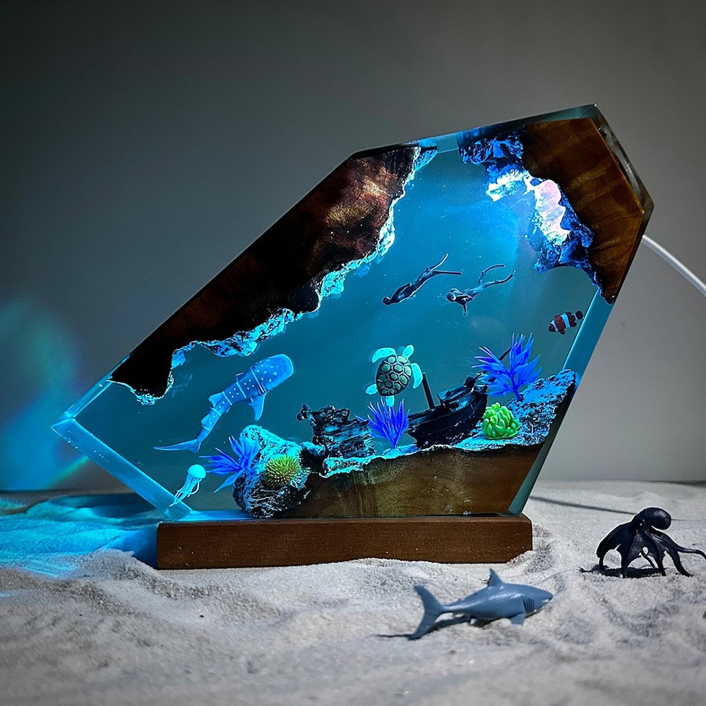 Dolphin and Turtle Resin Night Light