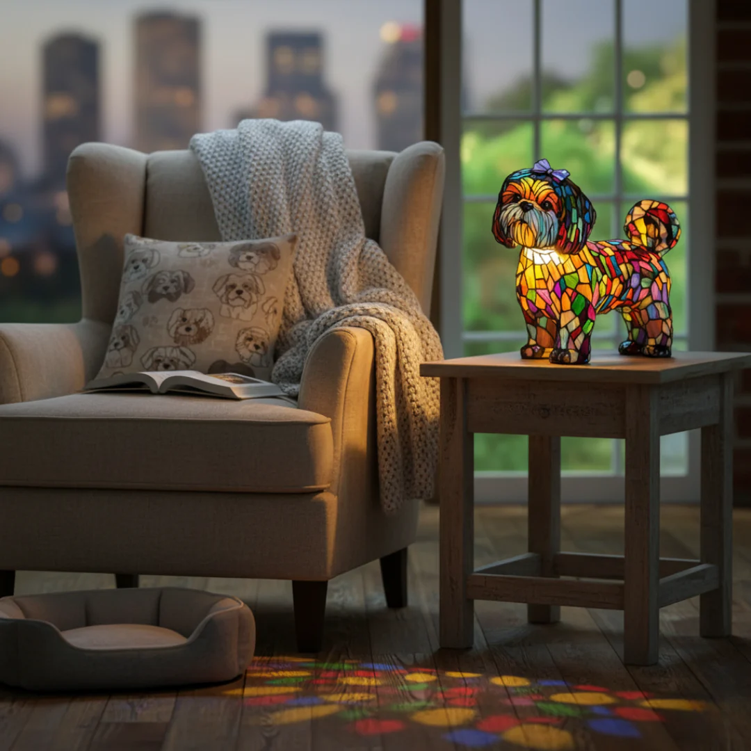 Vintage Puppy Themed Table Lamp