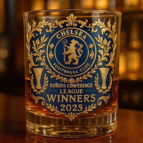 Chelsea 2025 Conference League Champions Whisky Glass