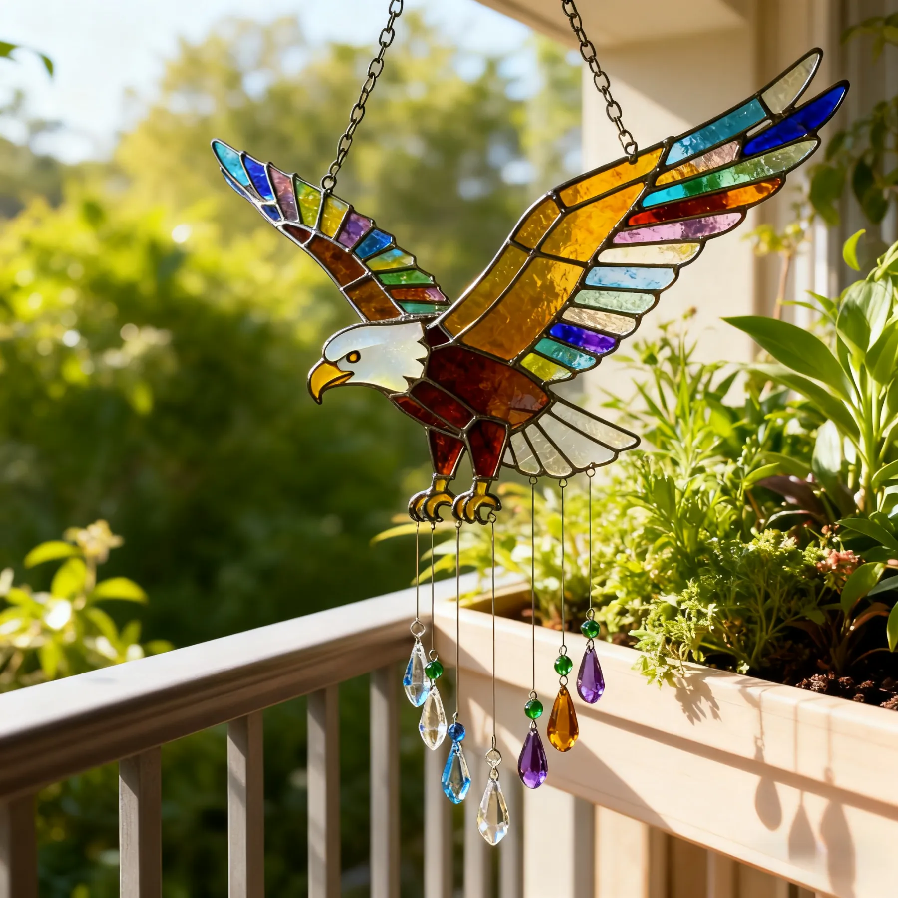 Sea Glass Bald Eagle Wind Chime