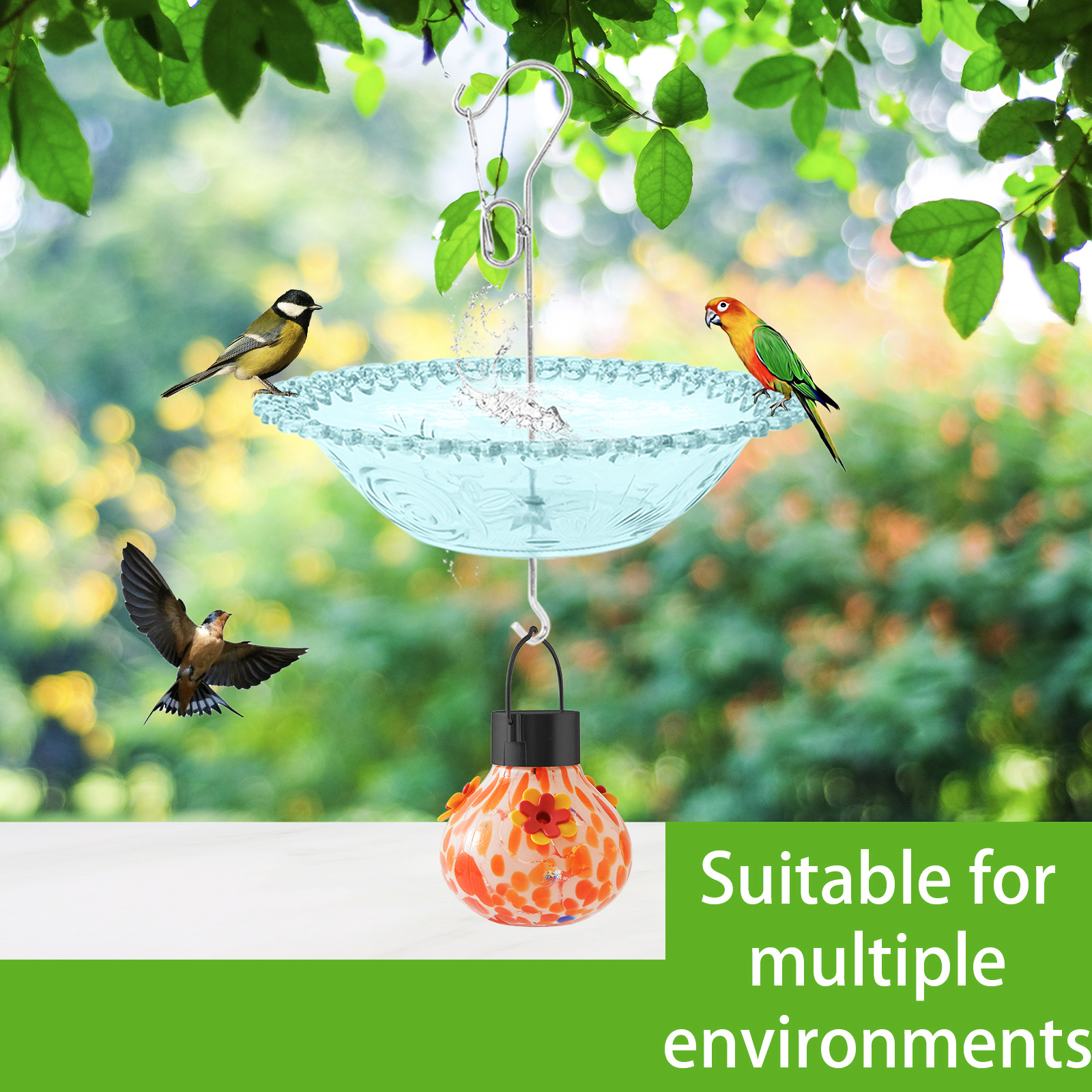 🌞💐 Solar Hummingbird Feeder – Sip, Shelter & Shine with Every Sunset! 🦜✨