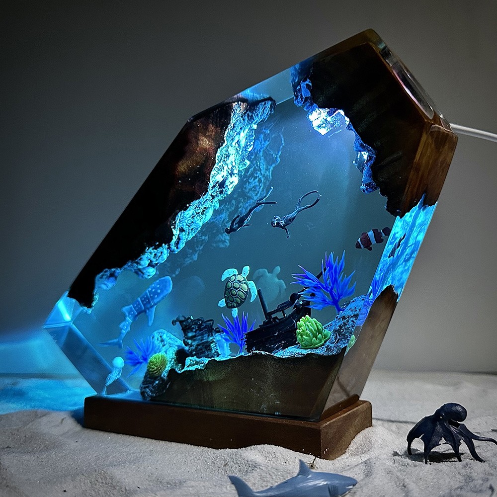 Dolphin and Turtle Resin Night Light