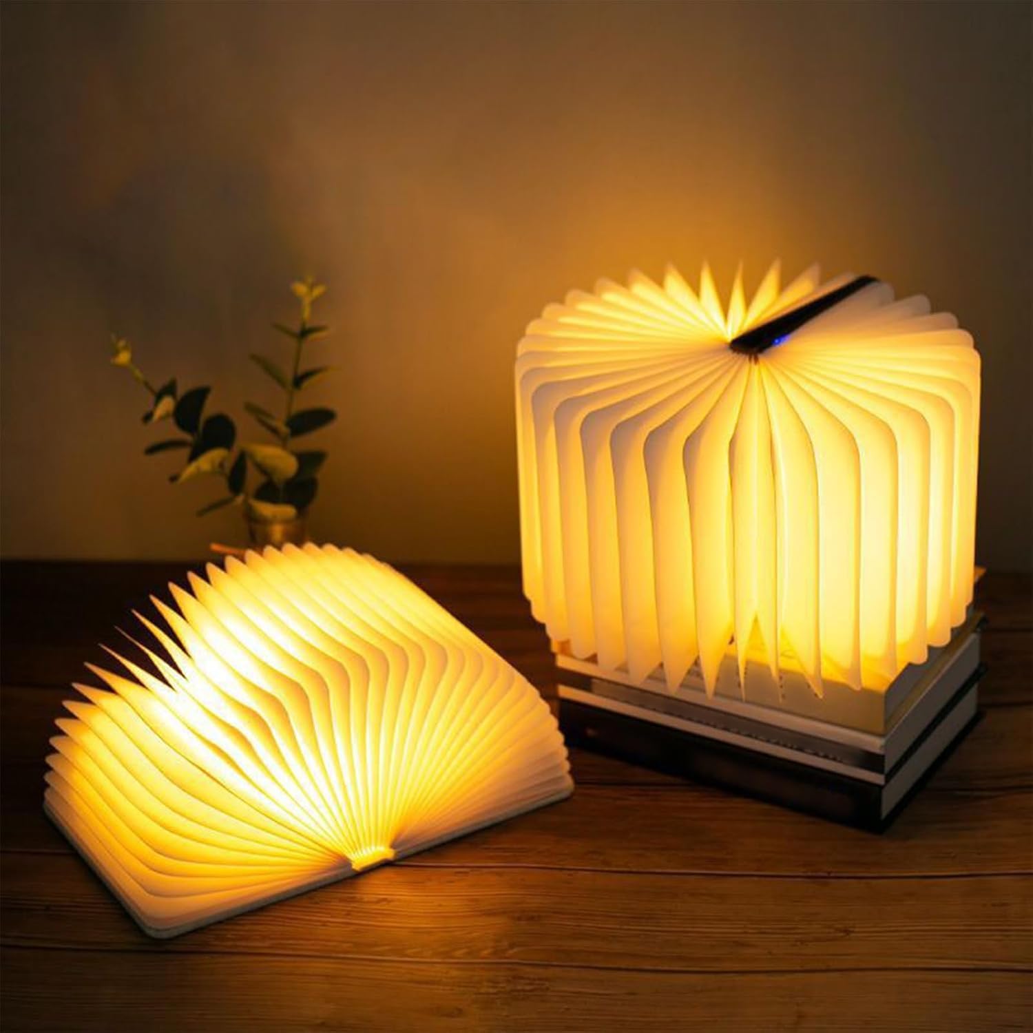 3 Colors Folding Wooden Book Lamp