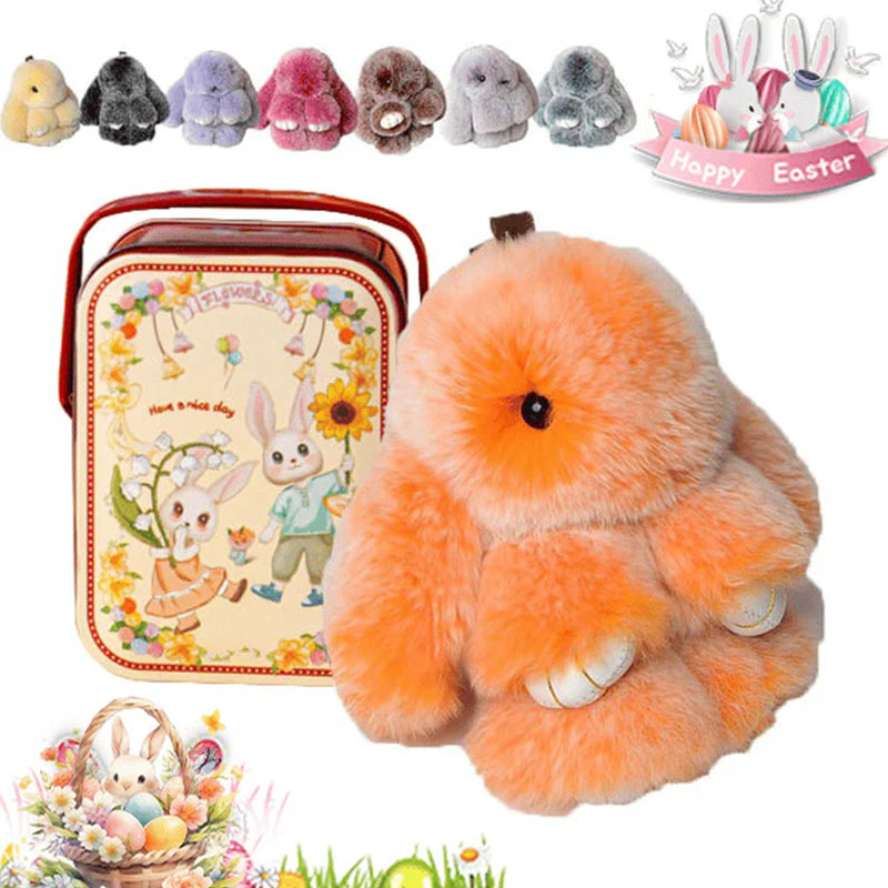 🐰Easter Cute Bunny Plush Keychain - Iron Box Gift Option, 🎁Easter Sweet Surprise