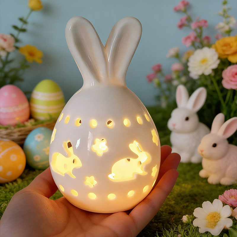 🐰 Easter Bunny Egg Resin Night Light – Soft Glow Spring Decor 💡✨