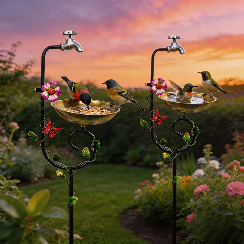 🐦 Faucet Bird Feeder & Bath – 3-in-1 Garden Stake Decor ✨