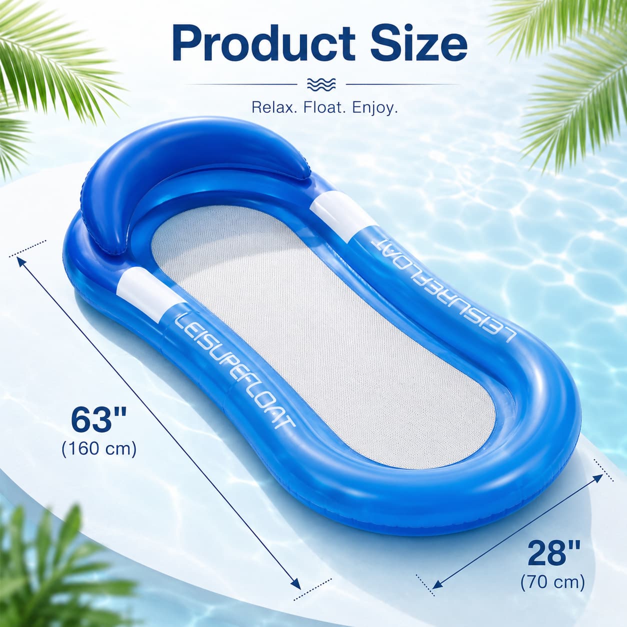 Inflatable Pool Float Adult With Headrest