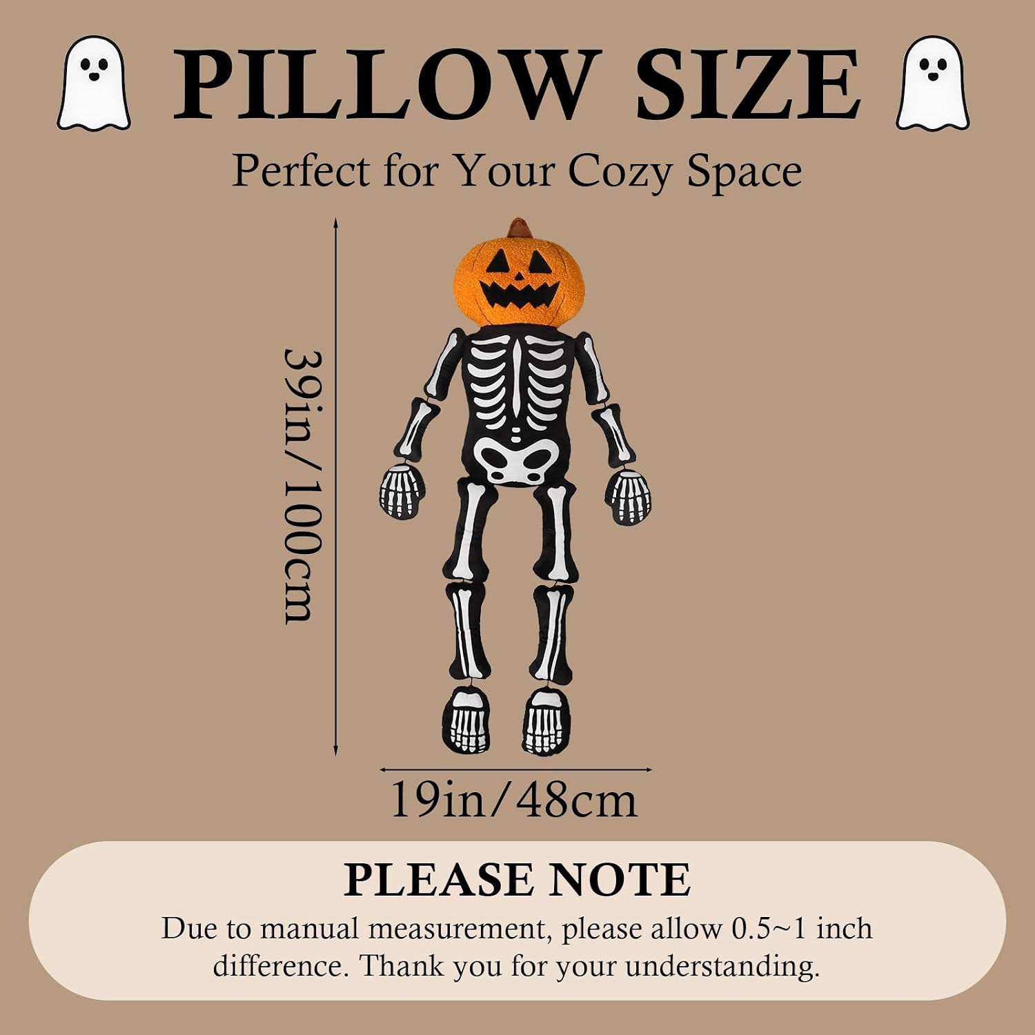 🎃 Halloween Skeleton Pumpkin Plush Decoration
