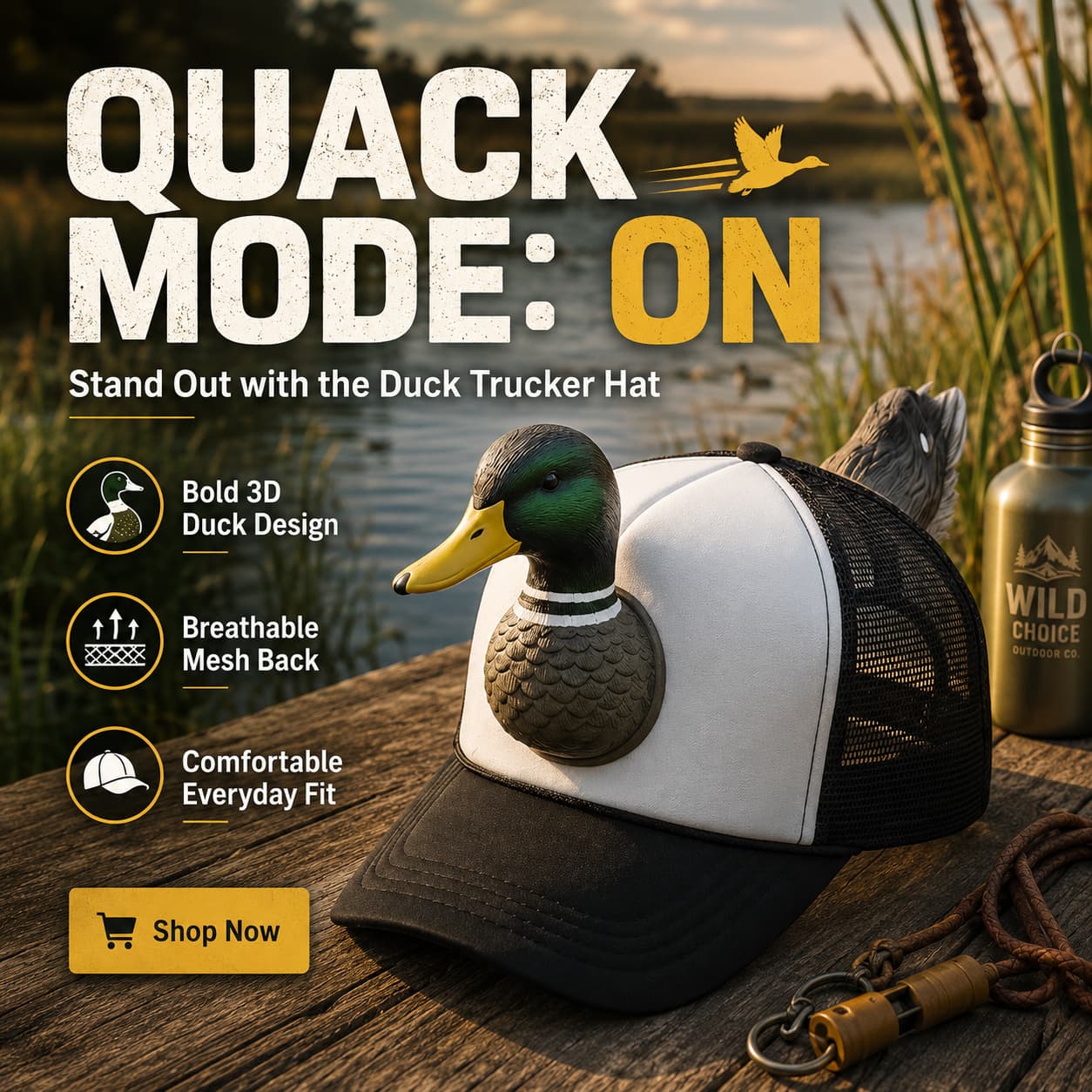 🦆 “Quack Mode: ON” Duck Trucker Hat