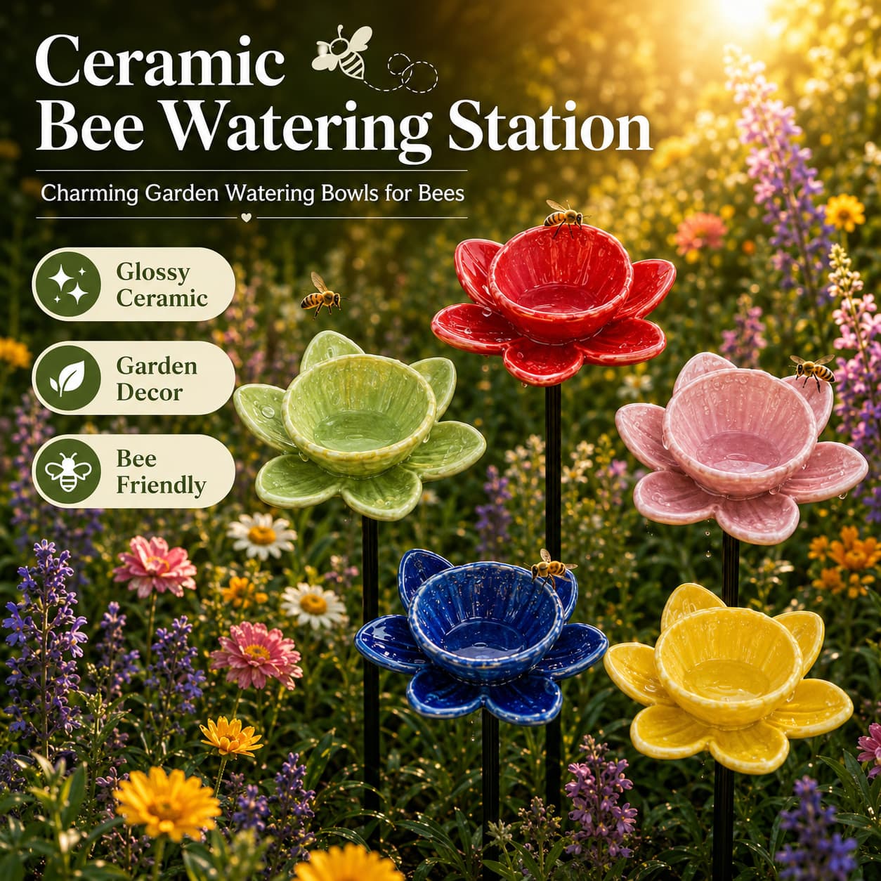 🐝Ceramic Bee Watering Station for Garden