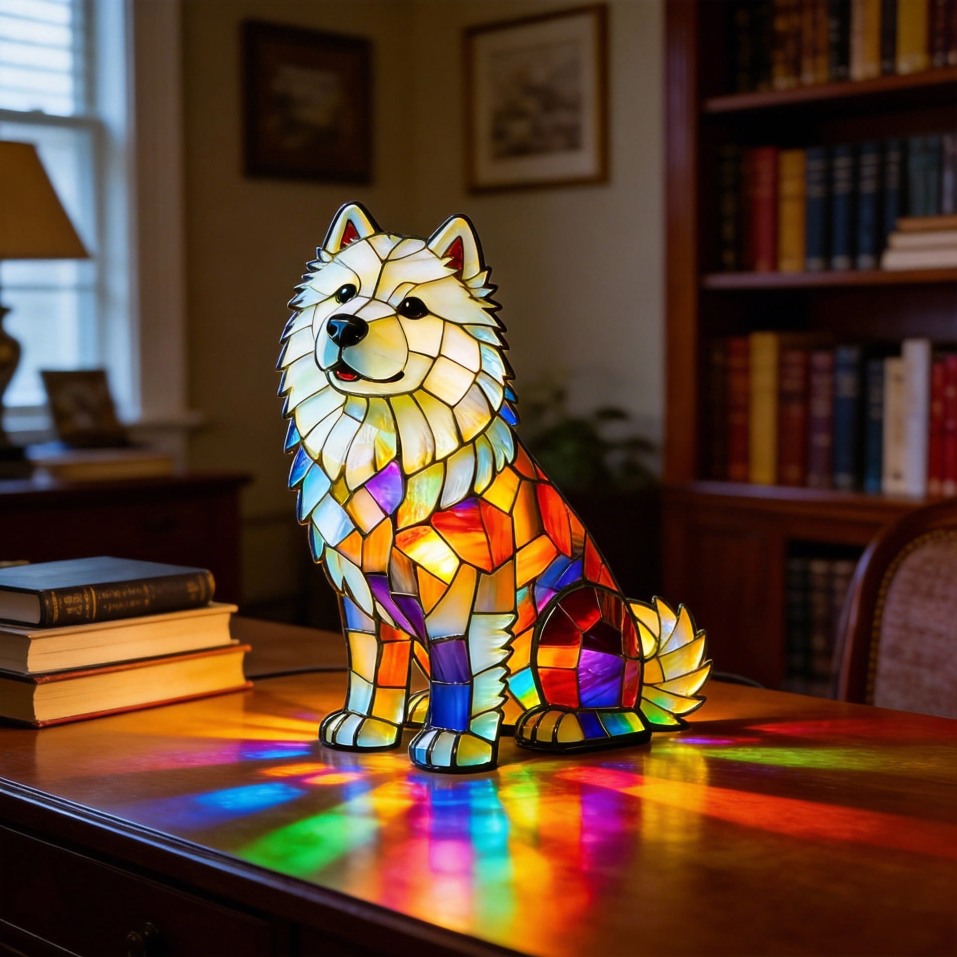 Stained Glass Puppy Night Light · A Warm Glow of Joy