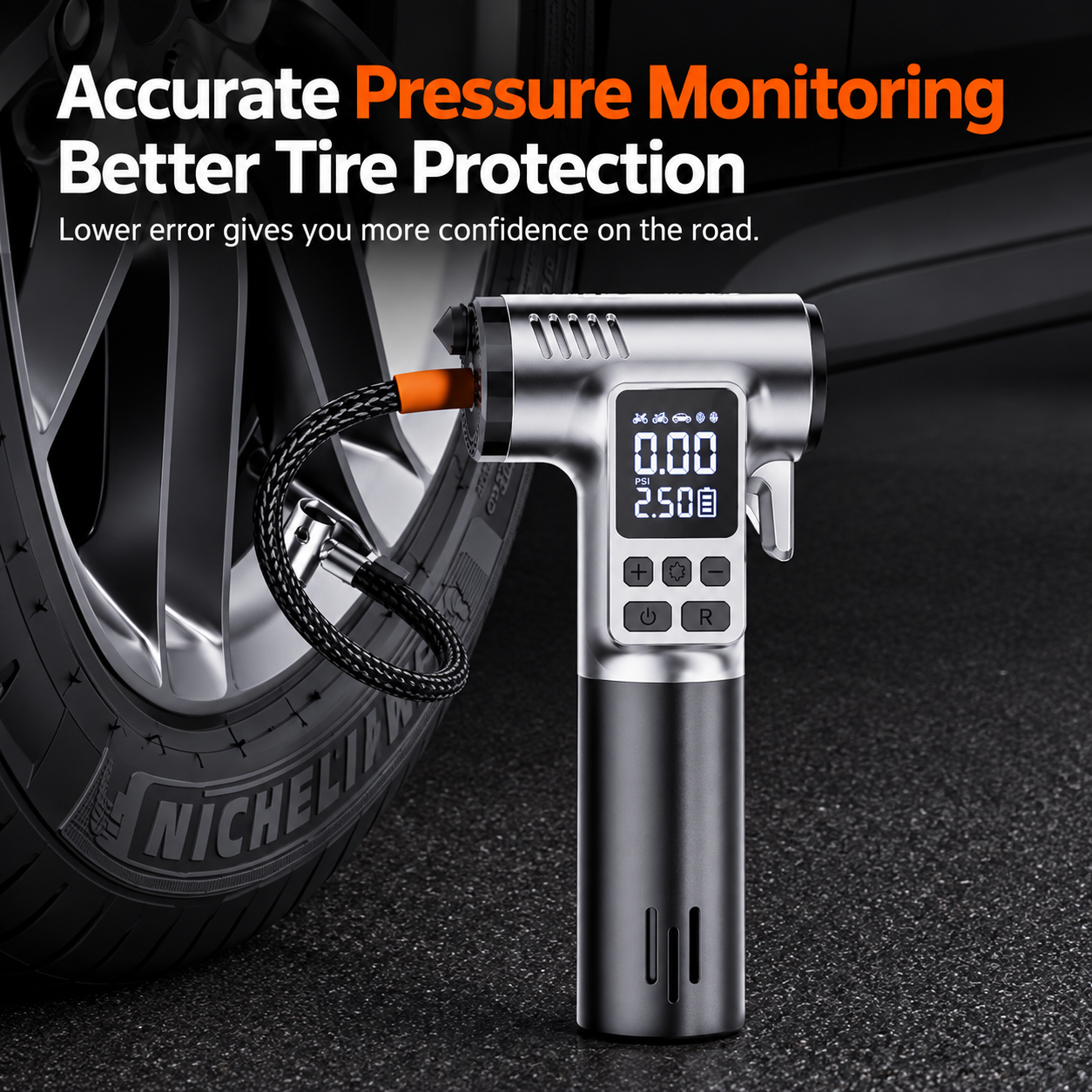 Wireless Tire Inflator With Emergency Escape Tools