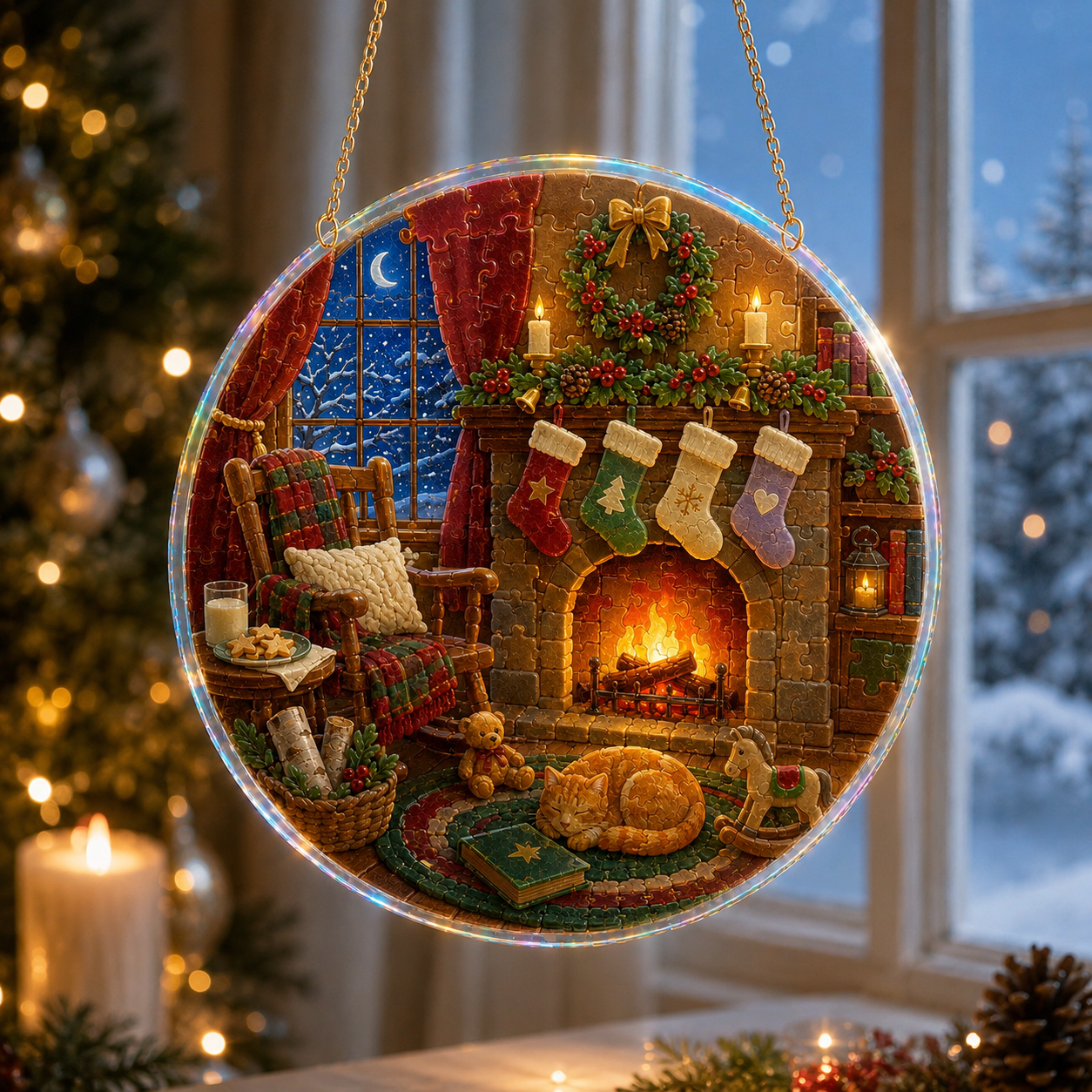 Magical Christmas Sea Glass Sun Catcher Ornaments