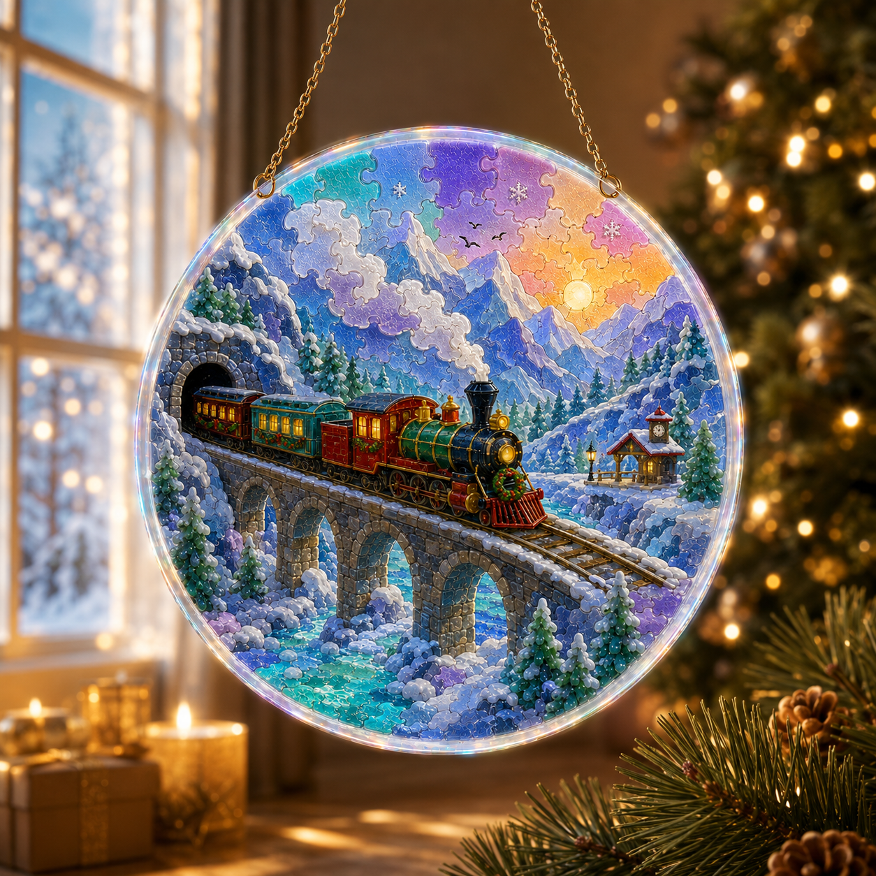 Magical Christmas Sea Glass Sun Catcher Ornaments