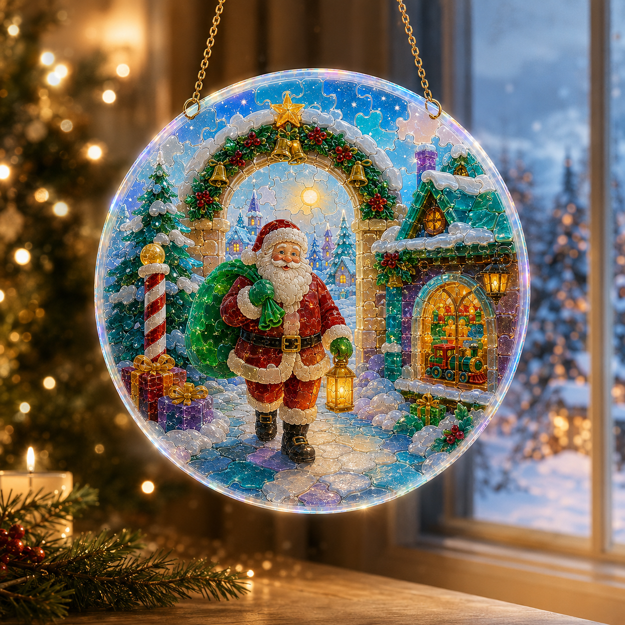 Magical Christmas Sea Glass Sun Catcher Ornaments