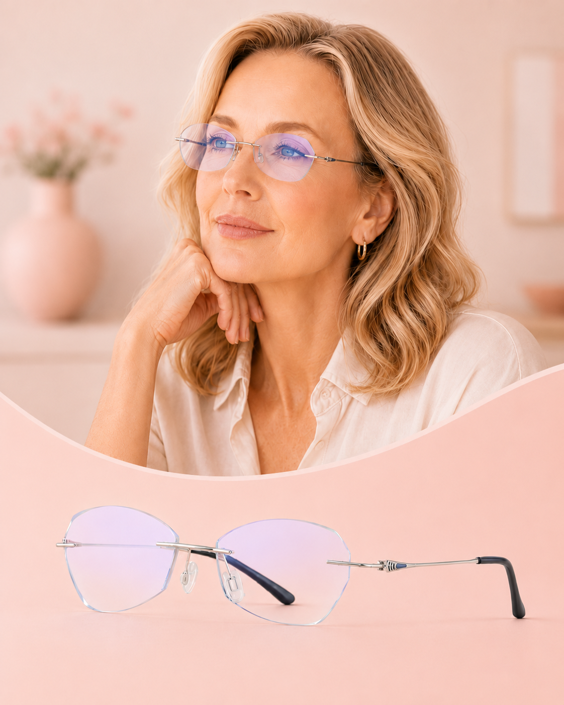 Ultra-Light Rimless Blue-Light Reading Glasses for Women