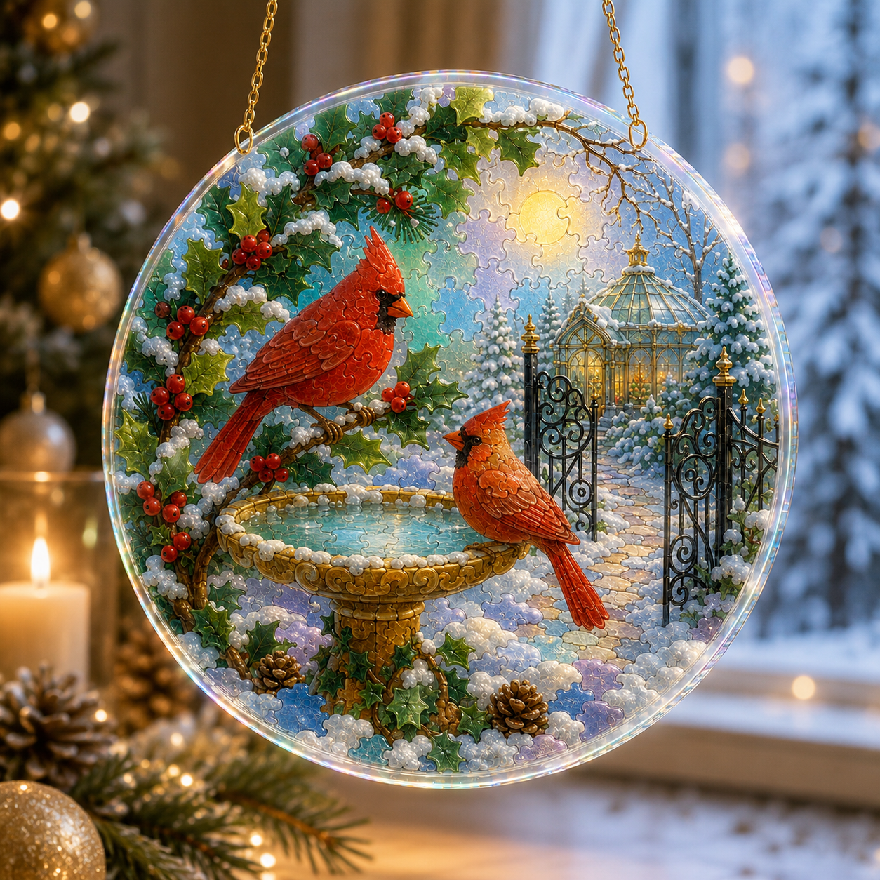 Magical Christmas Sea Glass Sun Catcher Ornaments
