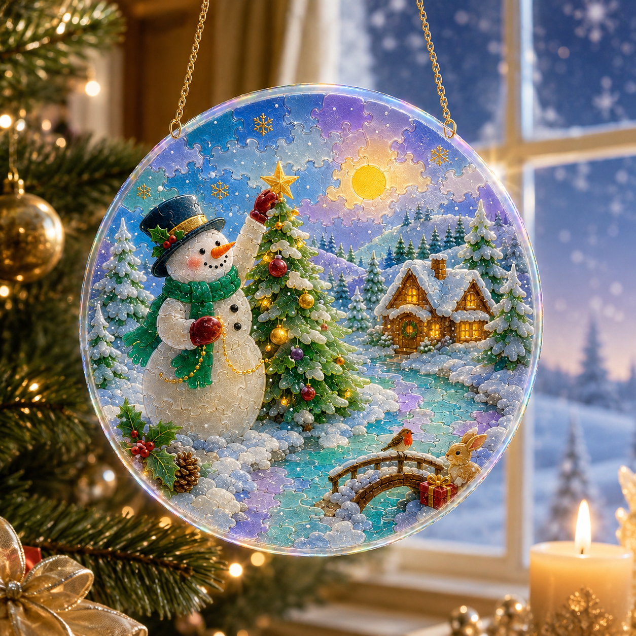 Magical Christmas Sea Glass Sun Catcher Ornaments