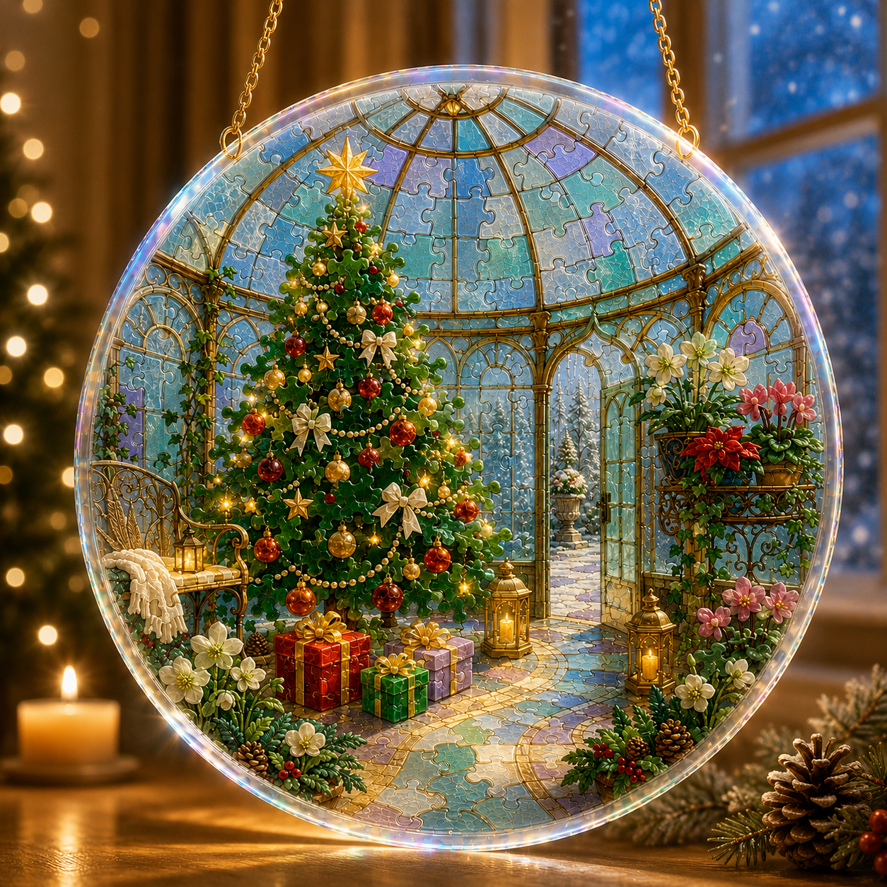 Magical Christmas Sea Glass Sun Catcher Ornaments