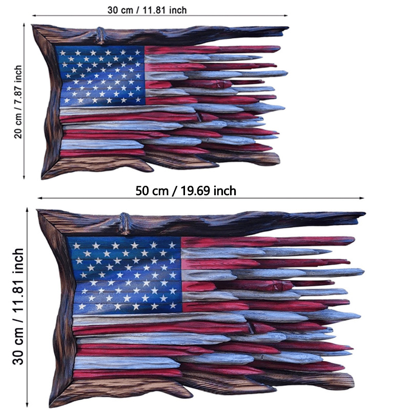Handmade Wooden 3D Honor US Flag Garden Decoration