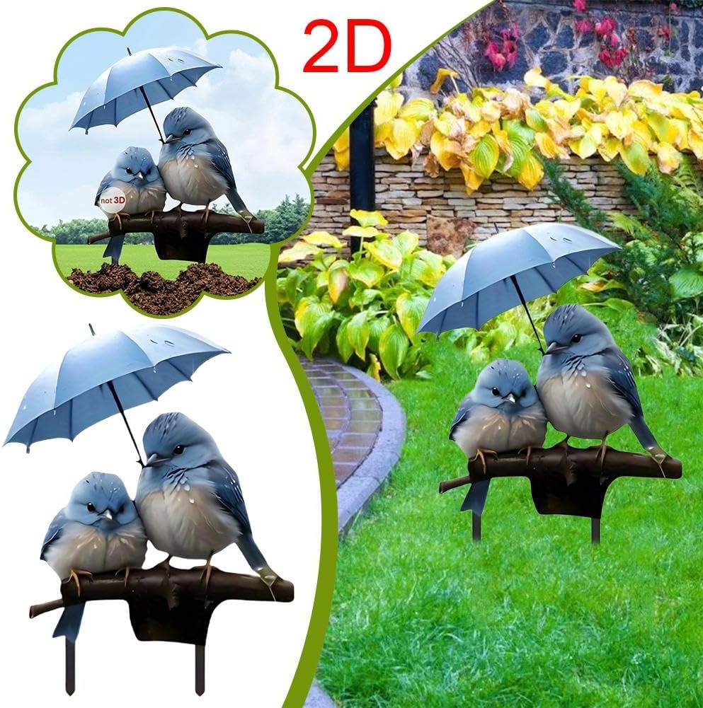 Cute 2D Acrylic Flat Acrylic Bird Garden Stake
