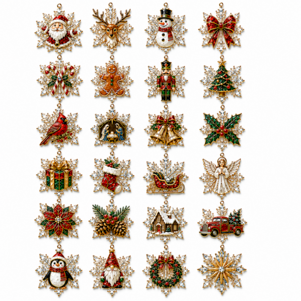 24-Day Snowflake Christmas Countdown Advent Calendar