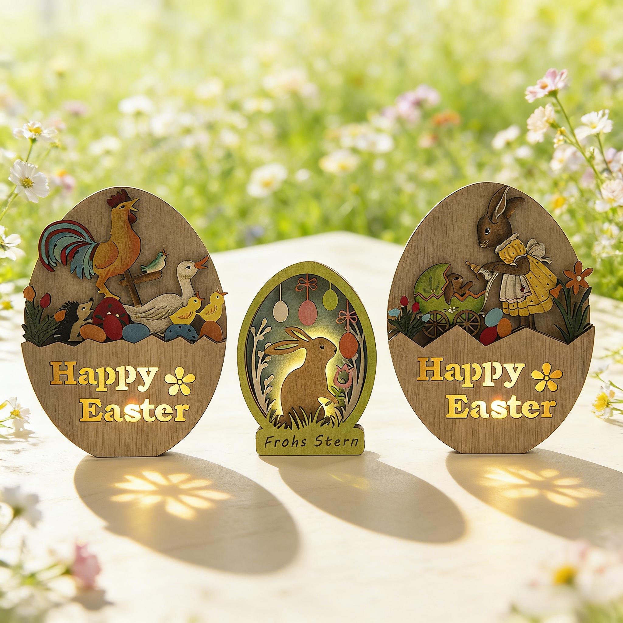 🔥LAST DAY 49% OFF-🐰✨Handcrafted Glowing Wooden Easter Decorations