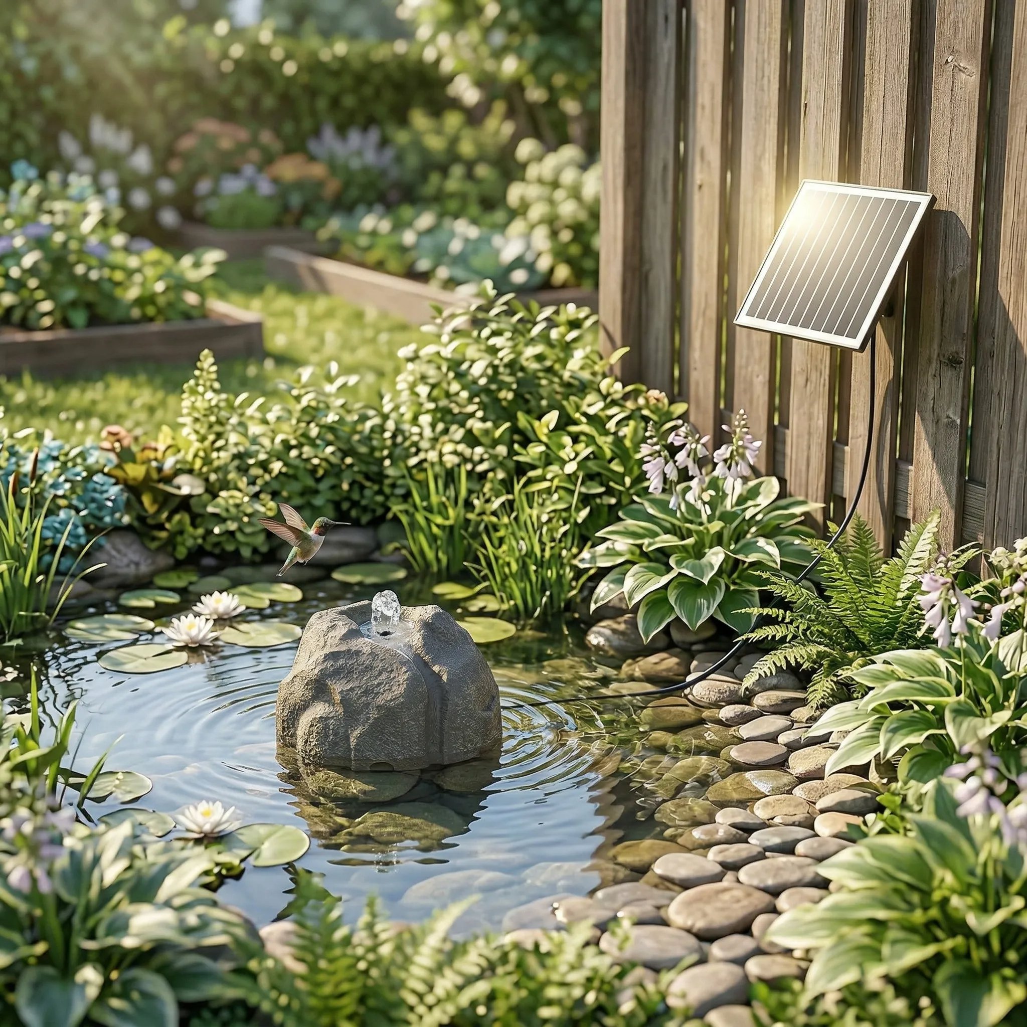 Realistic Granite Rock Solar Bird Bath Fountain