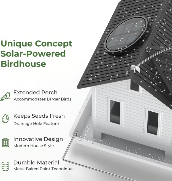 Solar Bird Feeders for Outdoors Hanging - Attract Wild Birds & Cardinals