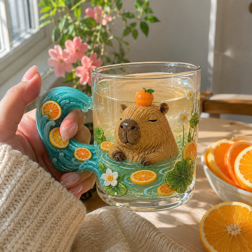 🐾 Whimsical 3D Animal Sculpted Glass Mug Collection | 12oz Premium Clear Glass with Raised Animal Figures, Character-Specific Details & Playful Sculptural Accents ✨